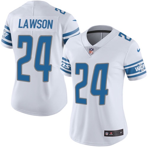 Women's Nike Detroit Lions #24 Nevin Lawson White Vapor Untouchable Elite Player NFL Jersey