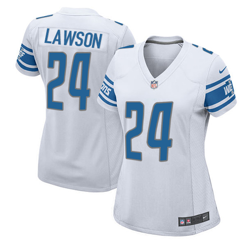 Women's Nike Detroit Lions #24 Nevin Lawson Game White NFL Jersey