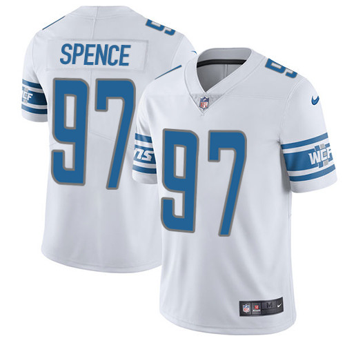 Men's Nike Detroit Lions #97 Akeem Spence White Vapor Untouchable Limited Player NFL Jersey