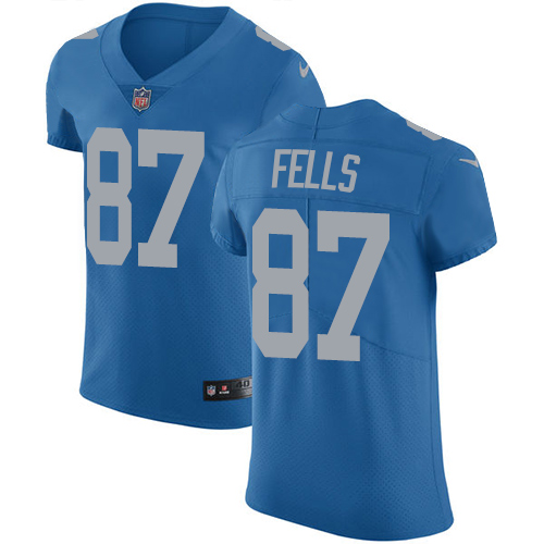 Men's Nike Detroit Lions #87 Darren Fells Elite Blue Alternate NFL Jersey