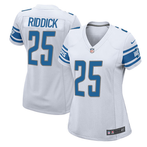 Women's Nike Detroit Lions #25 Theo Riddick Game White NFL Jersey