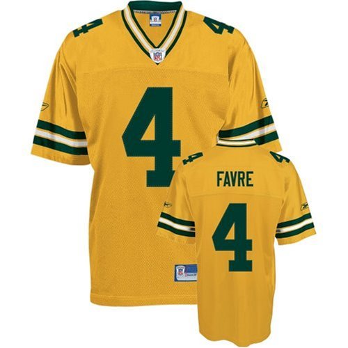 Reebok Green Bay Packers #4 Brett Favre Yellow Replica Throwback NFL Jersey