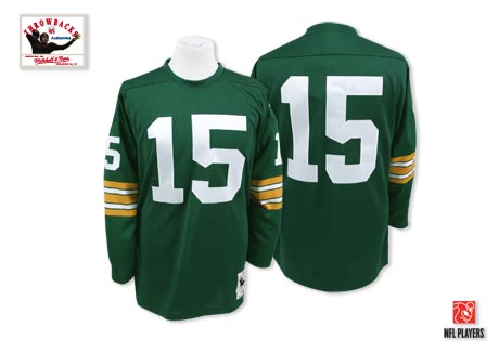 Mitchell and Ness Green Bay Packers #15 Bart Starr Authentic Green Throwback NFL Jersey