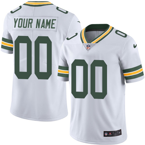 Men's Nike Green Bay Packers Customized White Vapor Untouchable Custom Limited NFL Jersey