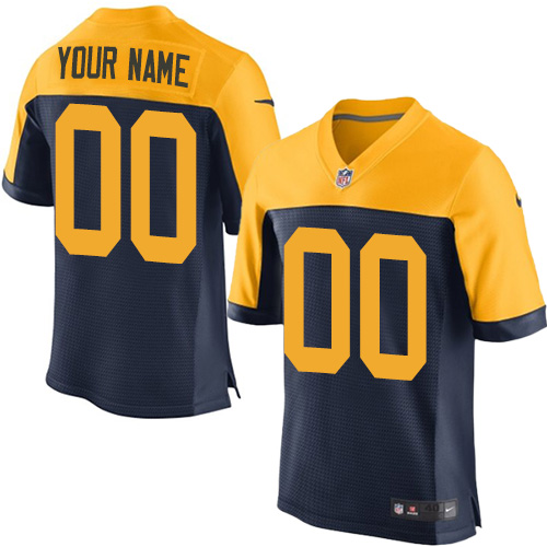 Men's Nike Green Bay Packers Customized Elite Navy Blue Alternate NFL Jersey