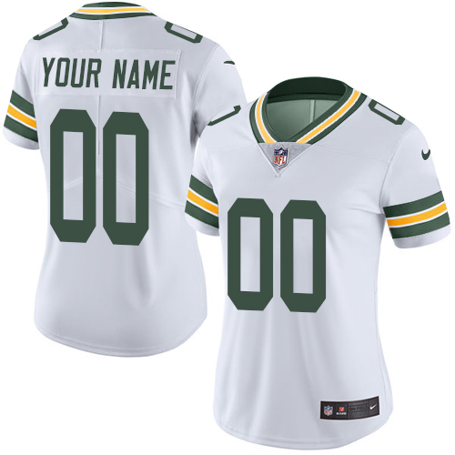 Women's Nike Green Bay Packers Customized White Vapor Untouchable Custom Limited NFL Jersey