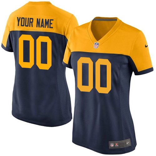 Women's Nike Green Bay Packers Customized Limited Navy Blue Alternate NFL Jersey