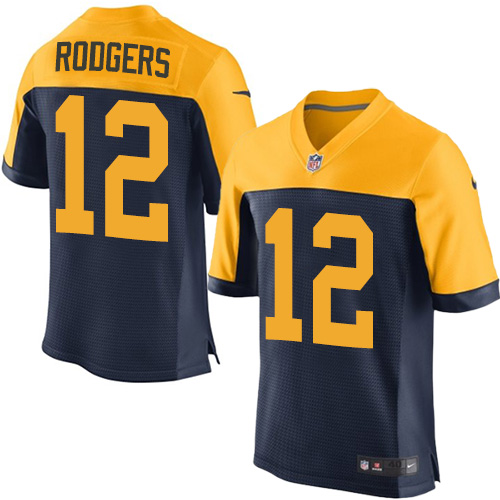 Men's Nike Green Bay Packers #12 Aaron Rodgers Elite Navy Blue Alternate NFL Jersey