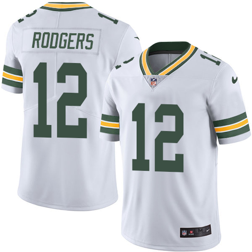 Youth Nike Green Bay Packers #12 Aaron Rodgers White Vapor Untouchable Elite Player NFL Jersey