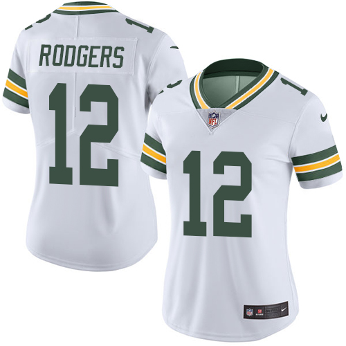 Women's Nike Green Bay Packers #12 Aaron Rodgers White Vapor Untouchable Elite Player NFL Jersey