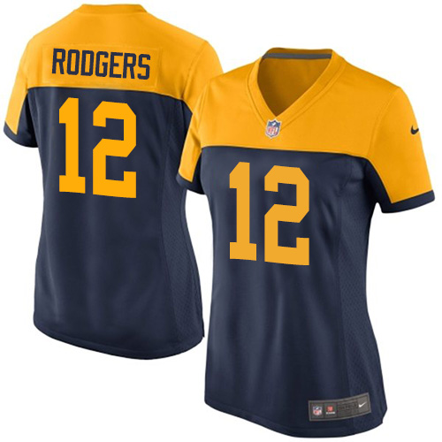Women's Nike Green Bay Packers #12 Aaron Rodgers Navy Blue Alternate Vapor Untouchable Elite Player NFL Jersey