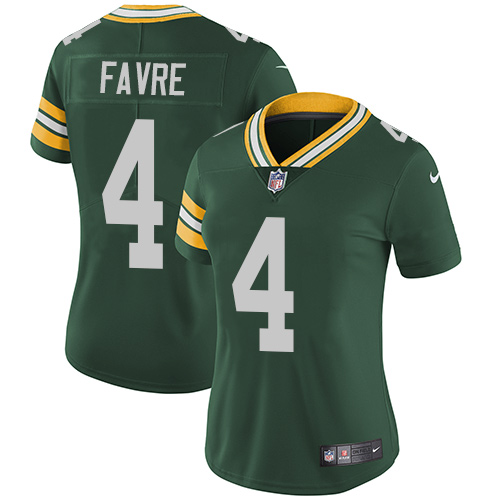 Women's Nike Green Bay Packers #4 Brett Favre Green Team Color Vapor Untouchable Elite Player NFL Jersey