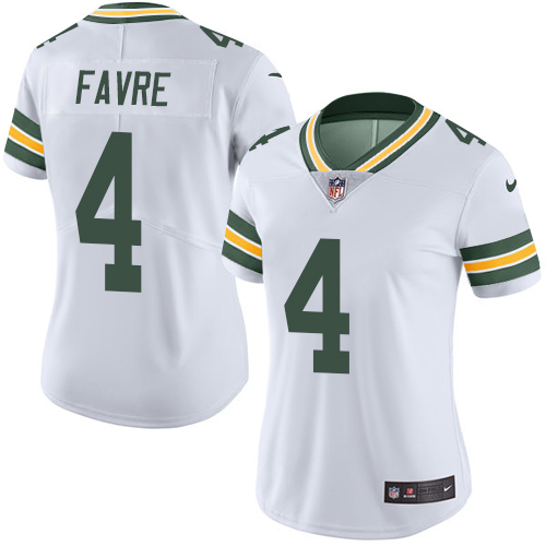 Women's Nike Green Bay Packers #4 Brett Favre White Vapor Untouchable Elite Player NFL Jersey