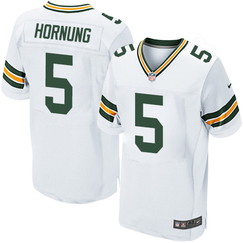 Men's Nike Green Bay Packers #5 Paul Hornung Elite White NFL Jersey