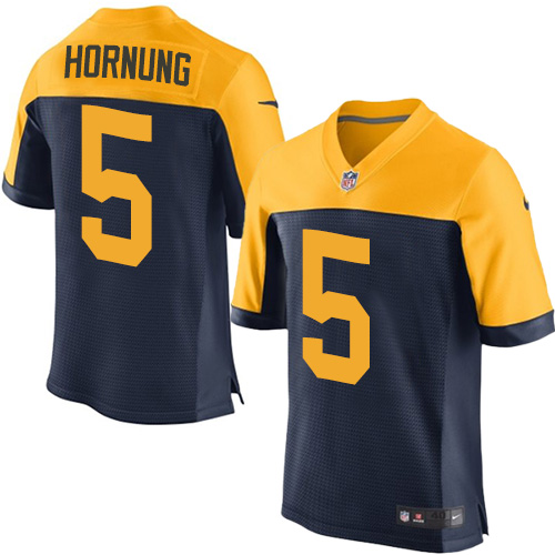 Men's Nike Green Bay Packers #5 Paul Hornung Elite Navy Blue Alternate NFL Jersey