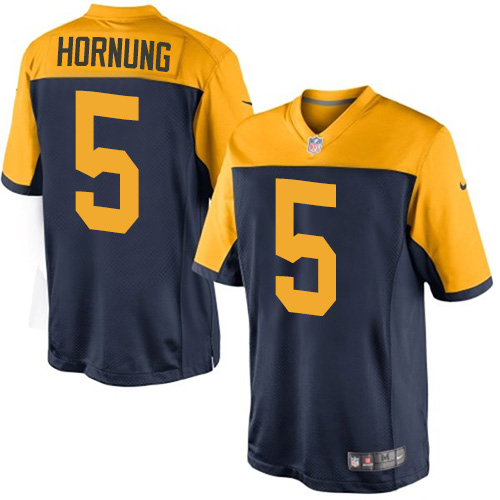 Youth Nike Green Bay Packers #5 Paul Hornung Navy Blue Alternate Vapor Untouchable Elite Player NFL Jersey