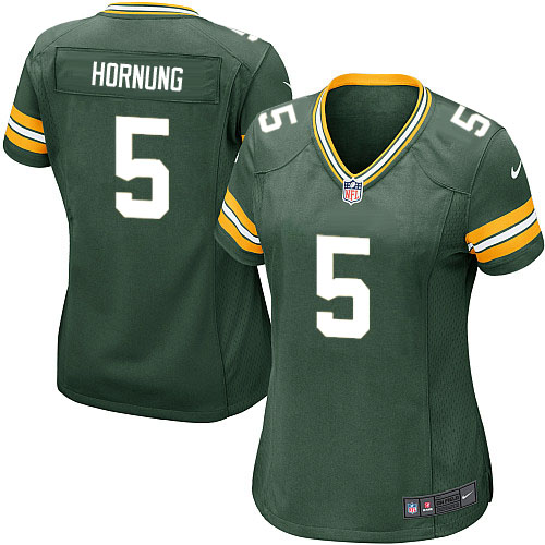 Women's Nike Green Bay Packers #5 Paul Hornung Game Green Team Color NFL Jersey