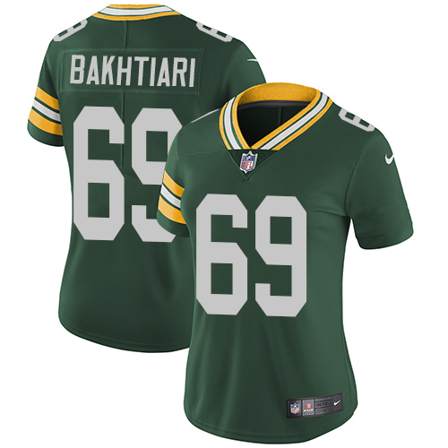 Women's Nike Green Bay Packers #69 David Bakhtiari Green Team Color Vapor Untouchable Limited Player NFL Jersey