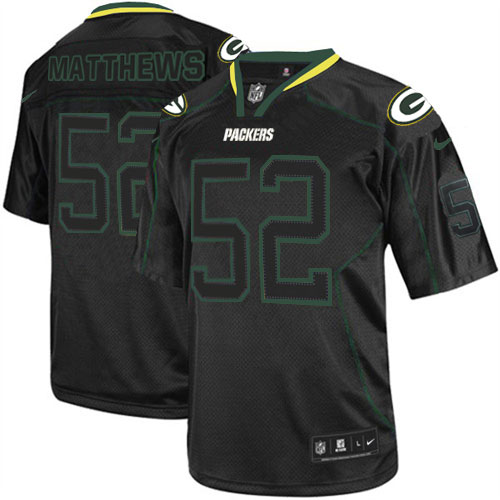 Men's Nike Green Bay Packers #52 Clay Matthews Elite Lights Out Black NFL Jersey