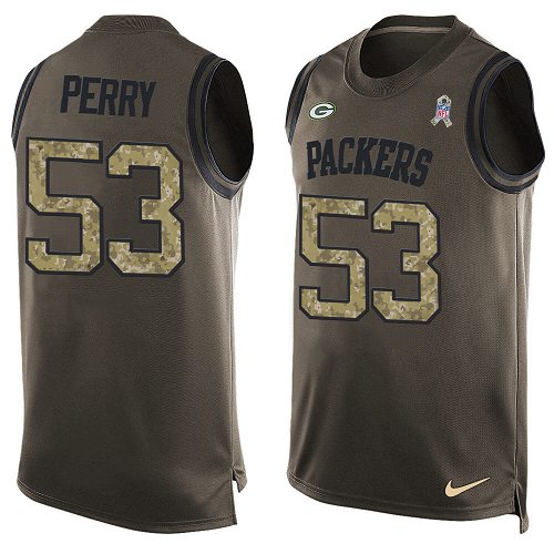 Men's Nike Green Bay Packers #53 Nick Perry Limited Green Salute to Service Tank Top NFL Jersey