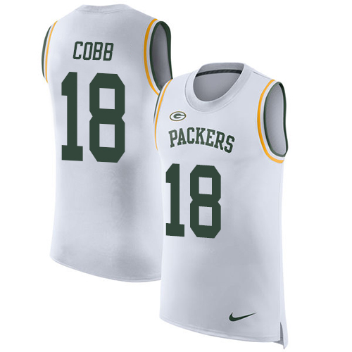 Men's Nike Green Bay Packers #18 Randall Cobb White Rush Player Name & Number Tank Top NFL Jersey