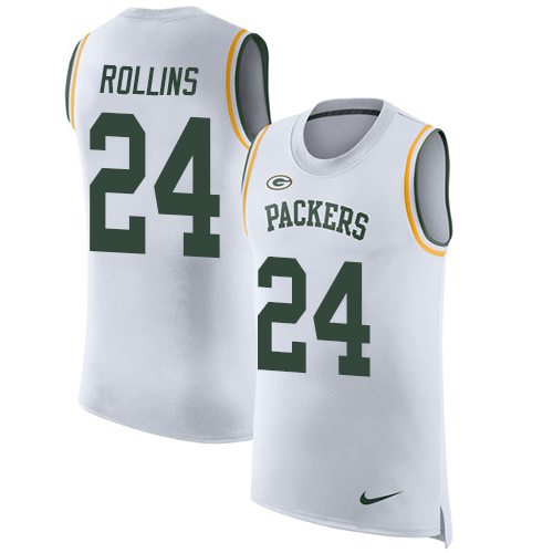 Men's Nike Green Bay Packers #24 Quinten Rollins White Rush Player Name & Number Tank Top NFL Jersey