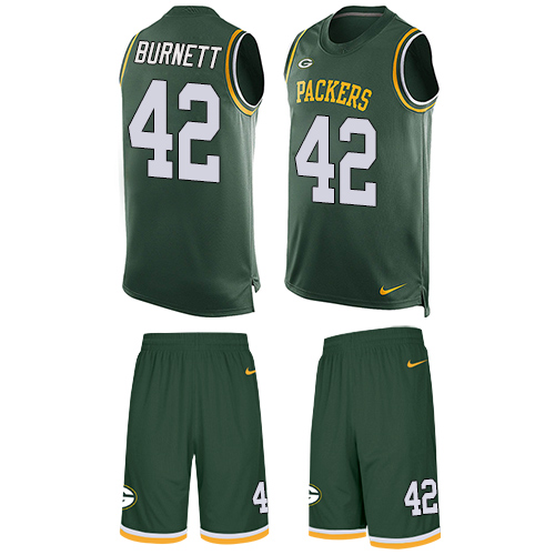 Men's Nike Green Bay Packers #42 Morgan Burnett Limited Green Tank Top Suit NFL Jersey