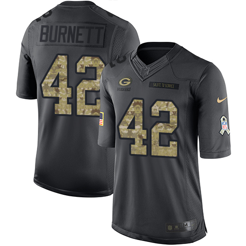 Men's Nike Green Bay Packers #42 Morgan Burnett Limited Black 2016 Salute to Service NFL Jersey