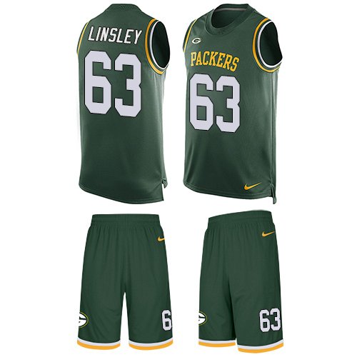 Men's Nike Green Bay Packers #63 Corey Linsley Limited Green Tank Top Suit NFL Jersey