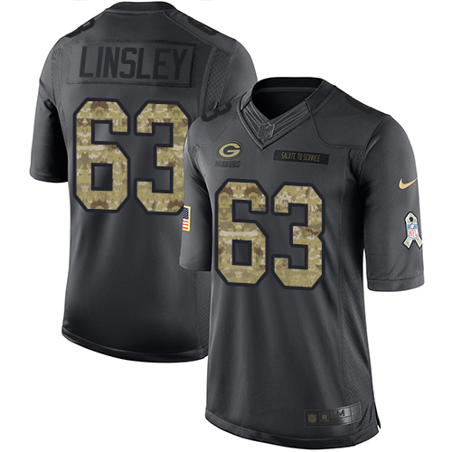 Men's Nike Green Bay Packers #63 Corey Linsley Limited Black 2016 Salute to Service NFL Jersey