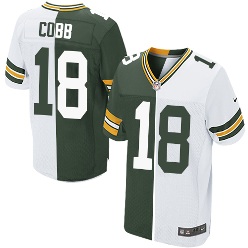 Men's Nike Green Bay Packers #18 Randall Cobb Elite Green/White Split Fashion NFL Jersey
