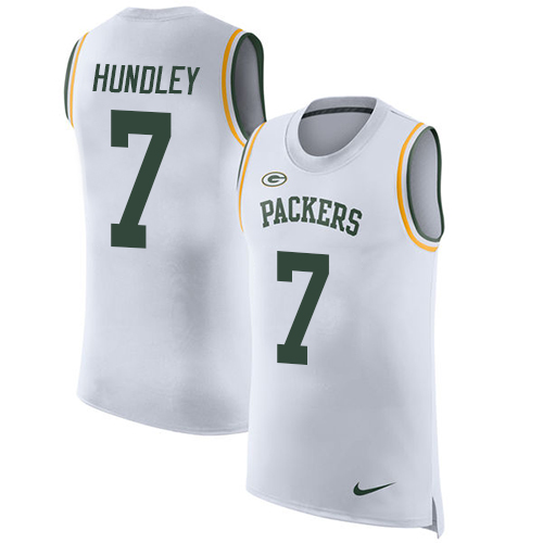 Men's Nike Green Bay Packers #7 Brett Hundley White Rush Player Name & Number Tank Top NFL Jersey