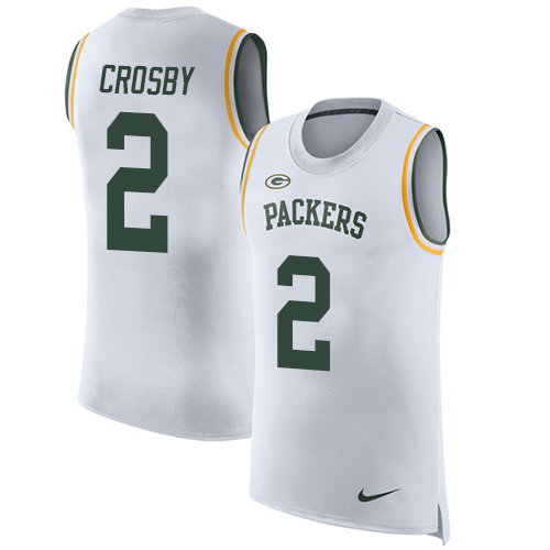 Men's Nike Green Bay Packers #2 Mason Crosby White Rush Player Name & Number Tank Top NFL Jersey