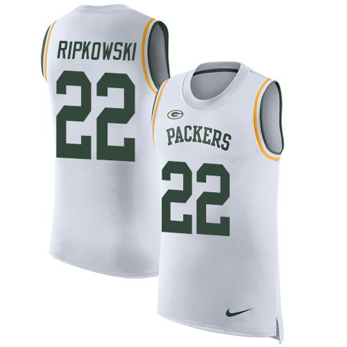 Men's Nike Green Bay Packers #22 Aaron Ripkowski White Rush Player Name & Number Tank Top NFL Jersey