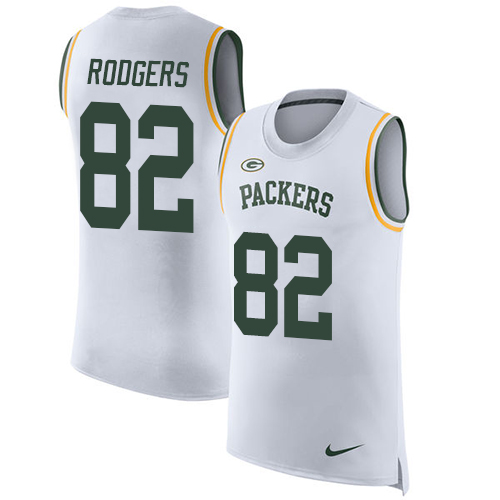 Men's Nike Green Bay Packers #82 Richard Rodgers White Rush Player Name & Number Tank Top NFL Jersey