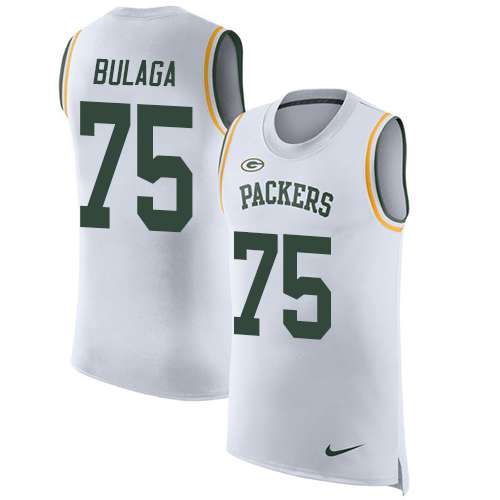 Men's Nike Green Bay Packers #75 Bryan Bulaga White Rush Player Name & Number Tank Top NFL Jersey