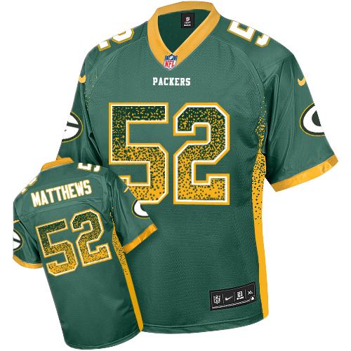 Youth Nike Green Bay Packers #52 Clay Matthews Elite Green Drift Fashion NFL Jersey