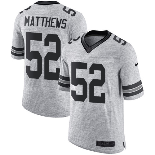 Men's Nike Green Bay Packers #52 Clay Matthews Limited Gray Gridiron II NFL Jersey