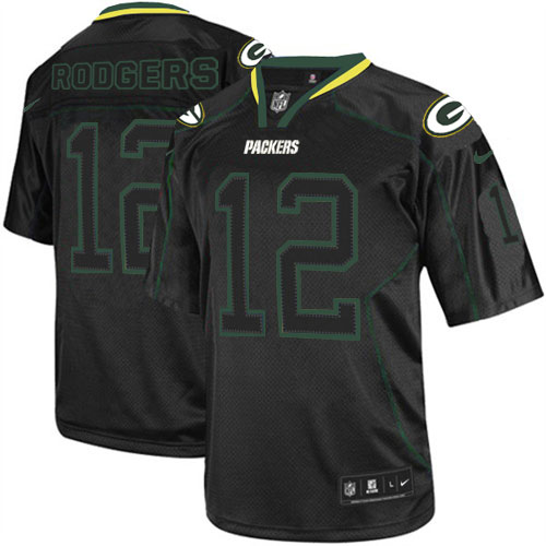 Youth Nike Green Bay Packers #12 Aaron Rodgers Elite Lights Out Black NFL Jersey
