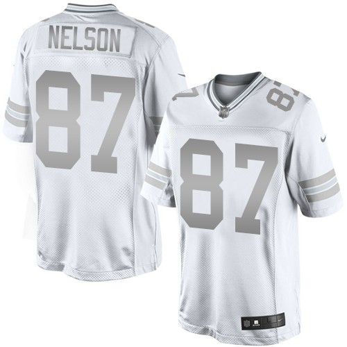 Men's Nike Green Bay Packers #87 Jordy Nelson Limited White Platinum NFL Jersey