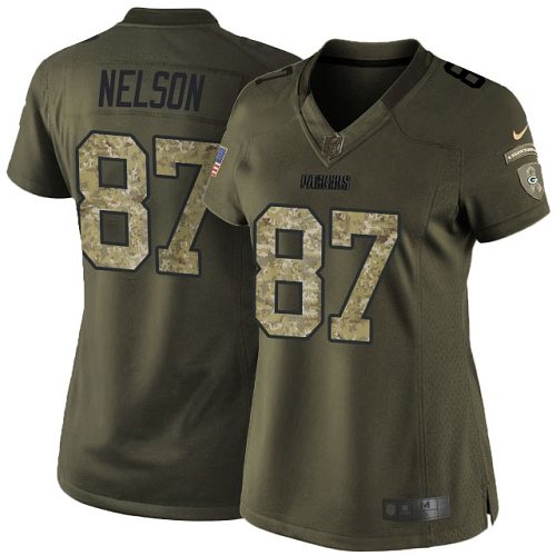 Women's Nike Green Bay Packers #87 Jordy Nelson Limited Green Salute to Service NFL Jersey