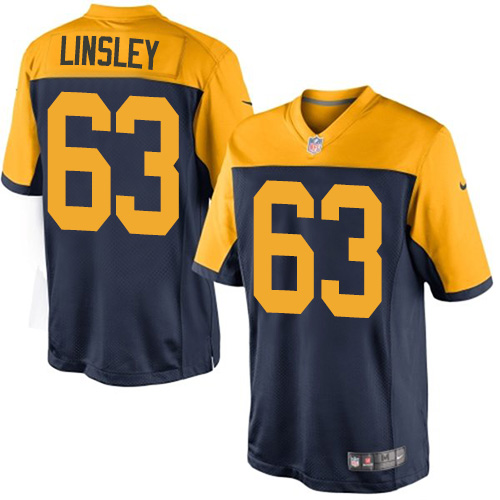Youth Nike Green Bay Packers #63 Corey Linsley Navy Blue Alternate Vapor Untouchable Elite Player NFL Jersey
