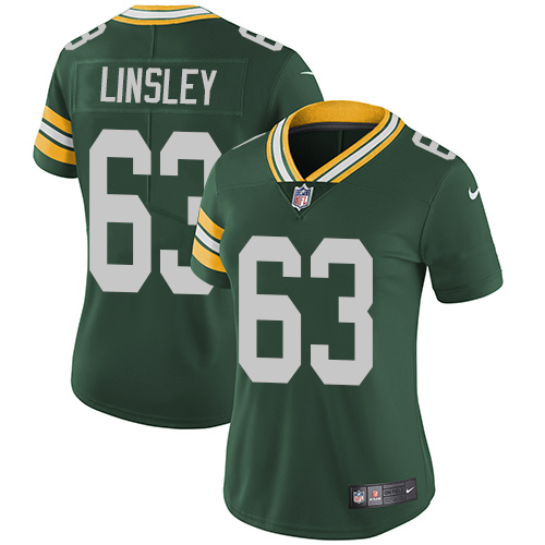 Women's Nike Green Bay Packers #63 Corey Linsley Green Team Color Vapor Untouchable Elite Player NFL Jersey