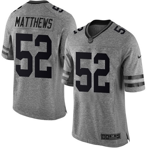 Men's Nike Green Bay Packers #52 Clay Matthews Limited Gray Gridiron NFL Jersey