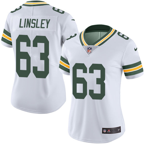 Women's Nike Green Bay Packers #63 Corey Linsley White Vapor Untouchable Elite Player NFL Jersey