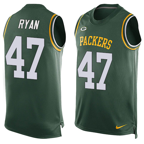 Men's Nike Green Bay Packers #47 Jake Ryan Limited Green Player Name & Number Tank Top NFL Jersey