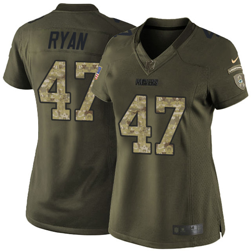 Women's Nike Green Bay Packers #47 Jake Ryan Elite Green Salute to Service NFL Jersey