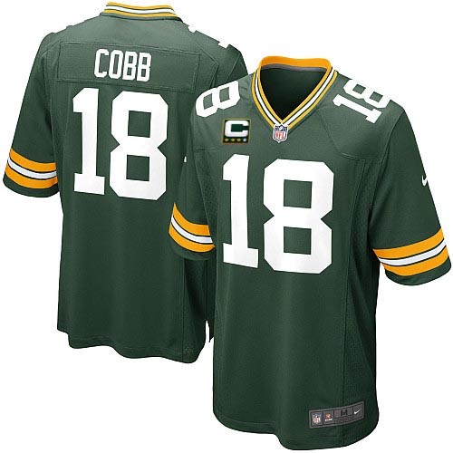 Youth Nike Green Bay Packers #18 Randall Cobb Elite Green Team Color C Patch NFL Jersey