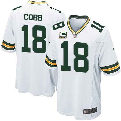 Youth Nike Green Bay Packers #18 Randall Cobb Elite White C Patch NFL Jersey