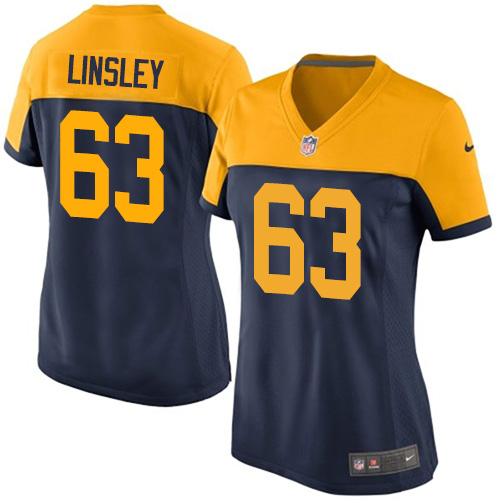 Women's Nike Green Bay Packers #63 Corey Linsley Limited Navy Blue Alternate NFL Jersey